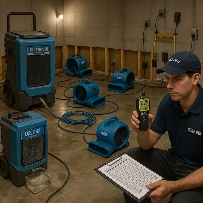 Structural Drying and Dehumidification process in Peterborough, NH